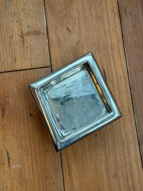 Vintage Silver Tone Metal Square Decor Dish Candle Dish Made In India