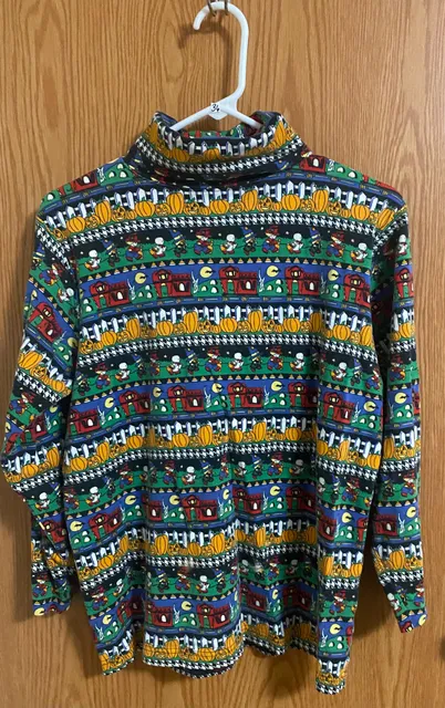 Eagles Eye Halloween Pumpkin Mock Turtleneck Long Sleeve Top