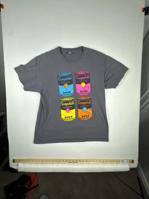 Andy Warhol Campbell's Soup T-Shirt Size L Gray Pop Art