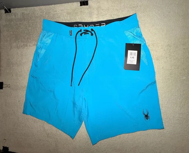 Spyder Swim Board Shorts Size L Blue Swimwear New With Tags