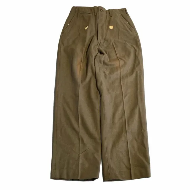 True Vintage Wool Trousers Pants Olive Green Size W32 L33 Straight Leg