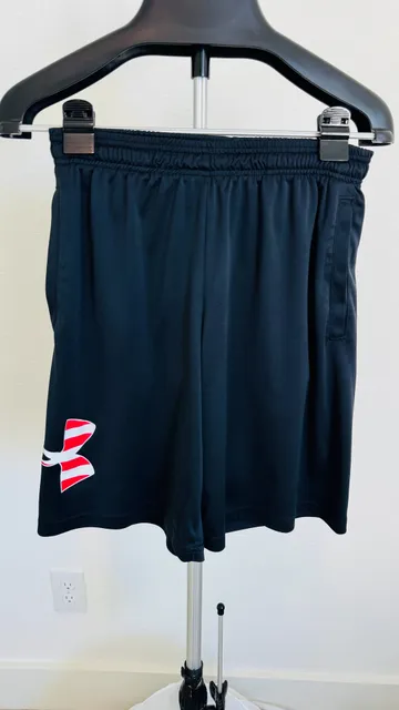 Under Armour Tech Big Flag Logo Shorts Size S Black American Flag