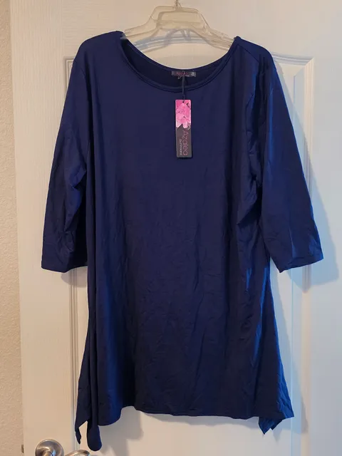 NWT Azalea By Firmiana Tunic Size 3X Blue Polyester Spandex Shirt