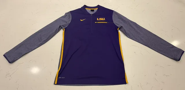Nike LSU Tigers Dri-Fit 1/4 Zip Jacket Size S Purple Gray College