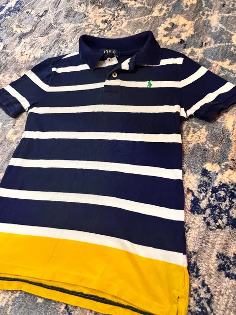 Polo Ralph Lauren Striped Polo Shirt Size 7 Blue White Yellow
