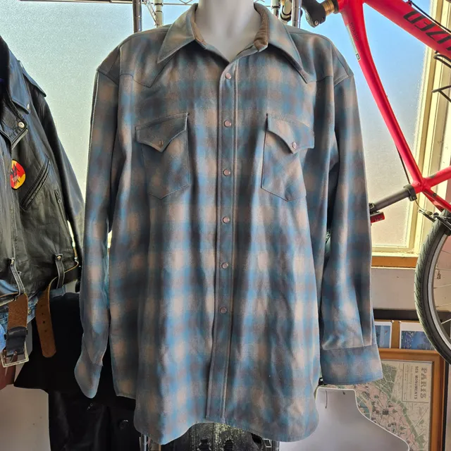 Pendleton Canyon Western Shirt Size XXL Blue Plaid Wool