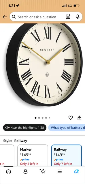 Newgate Railway Wall Clock Black Roman Numerals