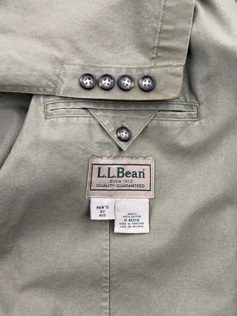 VINTAGE LL Bean Men's Jacket Military style ￼Blazer Canvas 90s  42R 