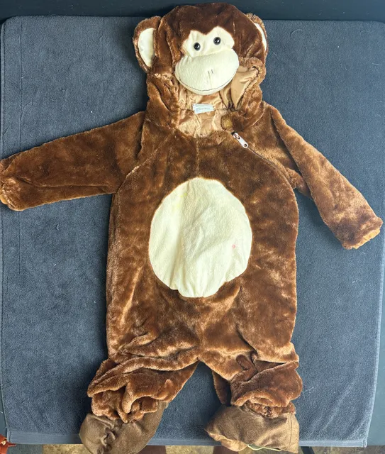Monkey Plush Costume Size 2-3T Brown Jumpsuit Halloween