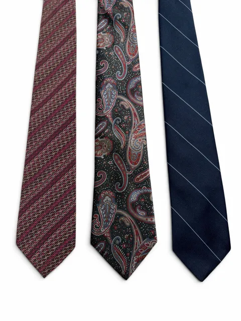 Lot of 3 Vintage Neckties Paisley Stripe Red Blue