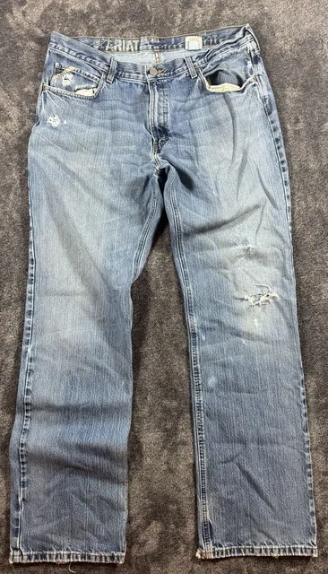 Ariat M4 Low Boot 38x36 Distressed Jeans Light Wash