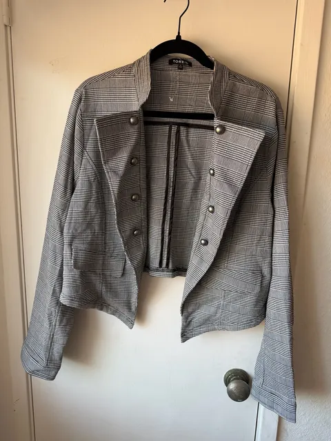 Torrid Glen Plaid Jacket Size 2 Black White