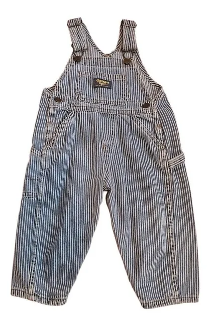 VTG 90s OshKosh Bgosh Hickory Stripe Denim Overalls 18 M Made in Honduras Cotton