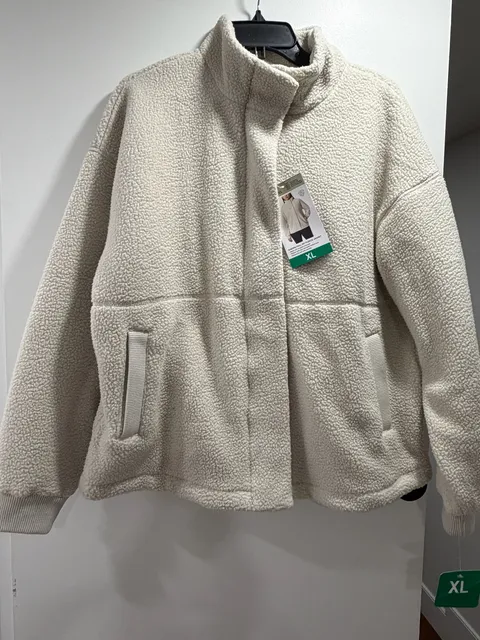 Mondetta Sherpa Full Zip Fleece Jacket Size XL cream