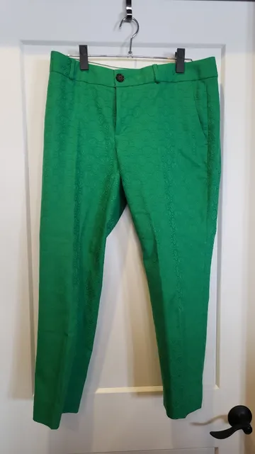 Banana Republic Emerald Green Hampton Fit Jacquard Ankle Pants