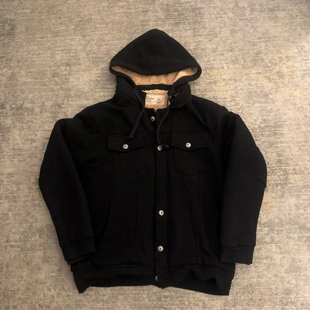 Levi's Sherpa Lined Hooded Trucker Jacket Size Large Black