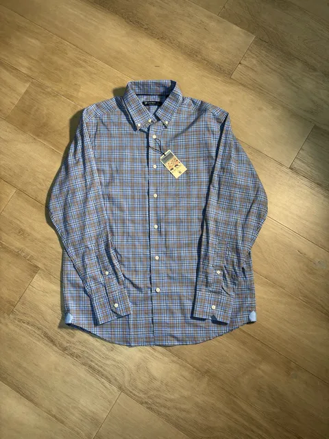 Cremieux Collection Plaid Button-Down Shirt Size Medium Blue