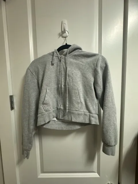 Brandy Melville John Galt Gray Cropped Zip Up Hoodie