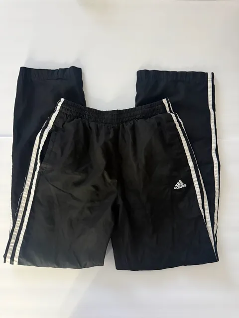 Adidas Track Pants Size Large 14/16 Black White Stripes Zips