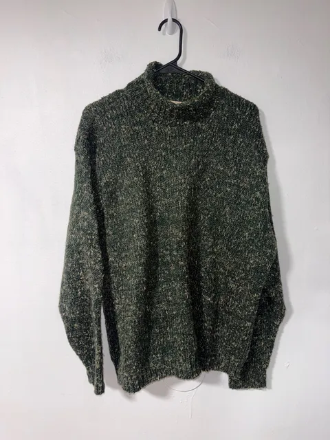 Vintage St. John's Bay Mock Neck Sweater 2X Green Speckled