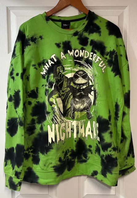 Disney The Nightmare Before Christmas Sweatshirt Green Black Tie Dye