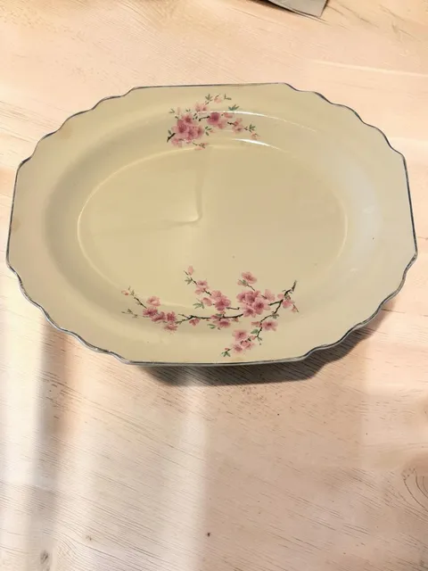 W. S. George Lido Canarytone Pink Floral Serving Platter