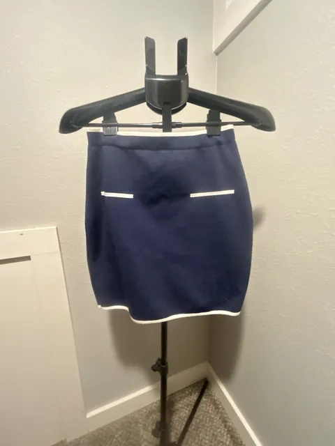 Sincerely Jules Mini Skirt Size M Blue White Trim