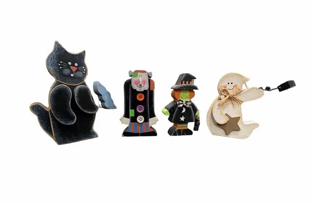 Vintage 2003 Target Core Halloween Assorted Wood Figures Set of 4