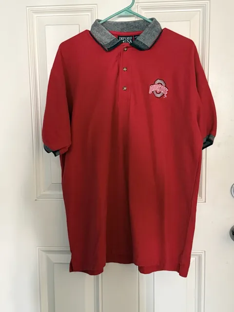 Diport USA Ohio State Buckeyes Polo Shirt Size L Red Textured