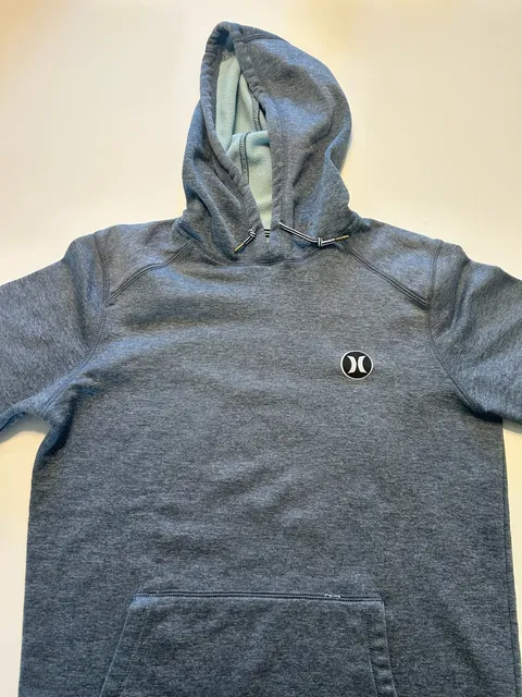 Hurley Long Sleeve Hooded UPF 50+ Rash Guard Swim Shirt, Black Heather,size M