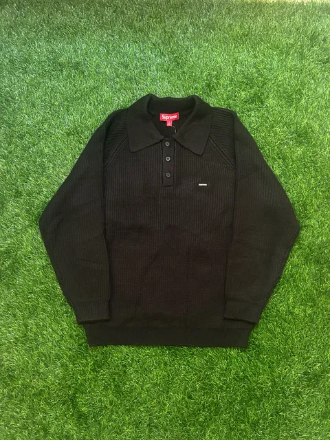 Supreme Knit Polo Sweater Size S Black Small Box Logo