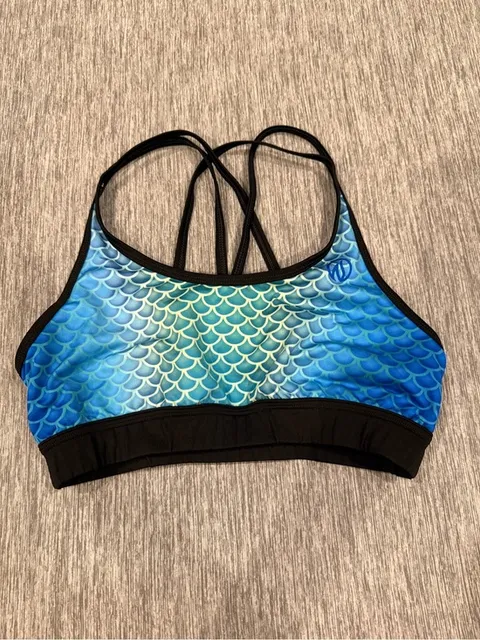 INKnBURN Women's Blue Green Scale-Print Sports Bra