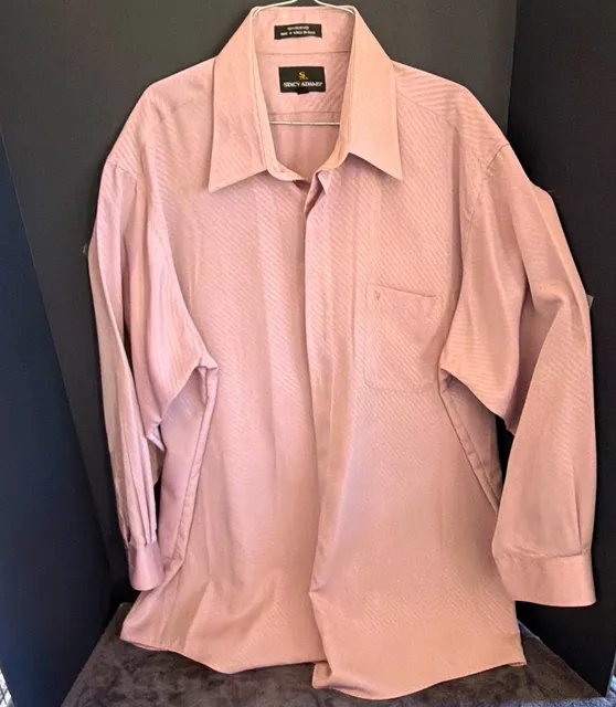Stacy Adams Men's XL Regular Fit Pink/Purple Striped Dress Shirt 17-17.5 32/33