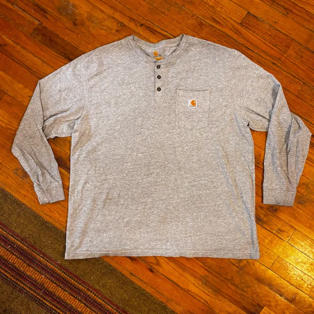 Carhartt Workwear Pocket Long Sleeve Henley Shirt Size 2XL Gray