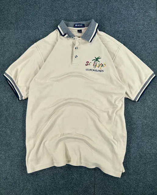 Best Activewear St. Thomas US Virgin Islands Polo Size L Tan Cotton