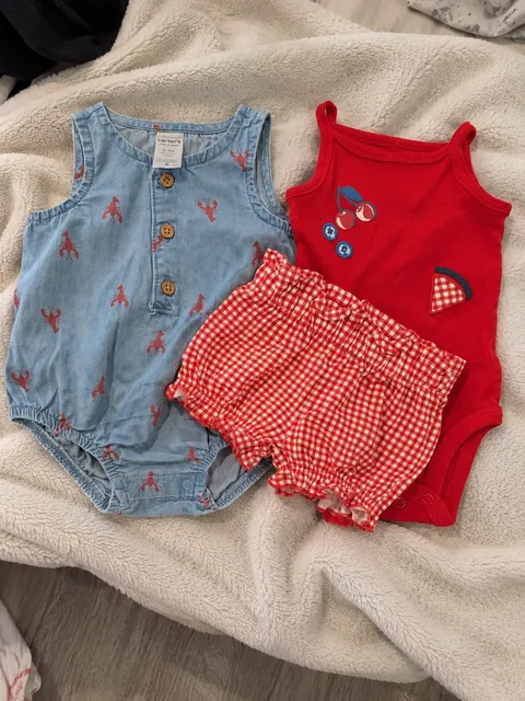 Carter's Baby Bodysuit Romper Shorts Outfit Set 0-3M