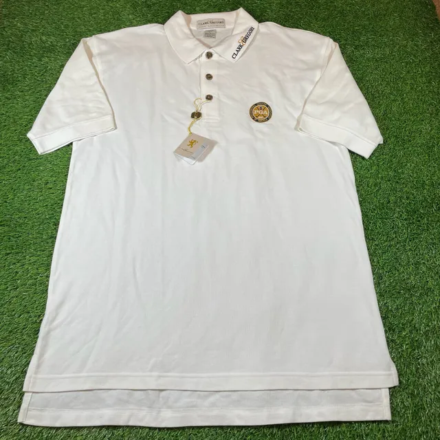 Clark Gregory PGA Polo Shirt Size L White Embroidered Golf Wear