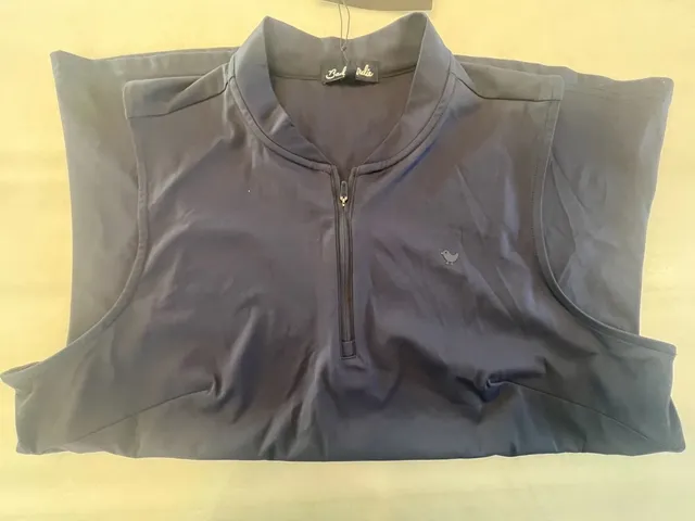 Bad Birdie Mock Neck Zip Sleeveless Golf Shirt Size L Blue Womens