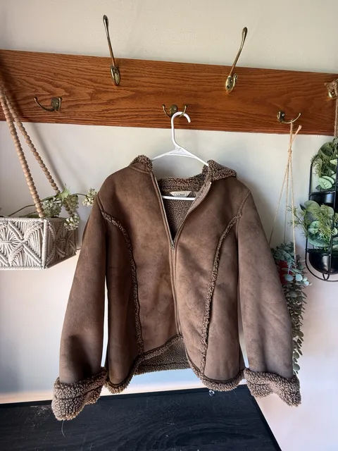 🤎 Dreamy Fall L.L.Bean Coat 🍂 Vintage Shearling Lined Suede Jacket Size M