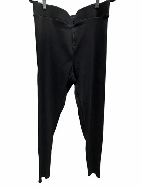 Naked Wardrobe Ribbed Leggings Black Zip Front