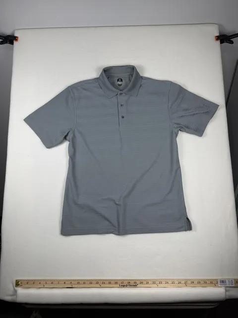 PGA Tour Pro Series Polo Shirt Size M Gray Striped Golf