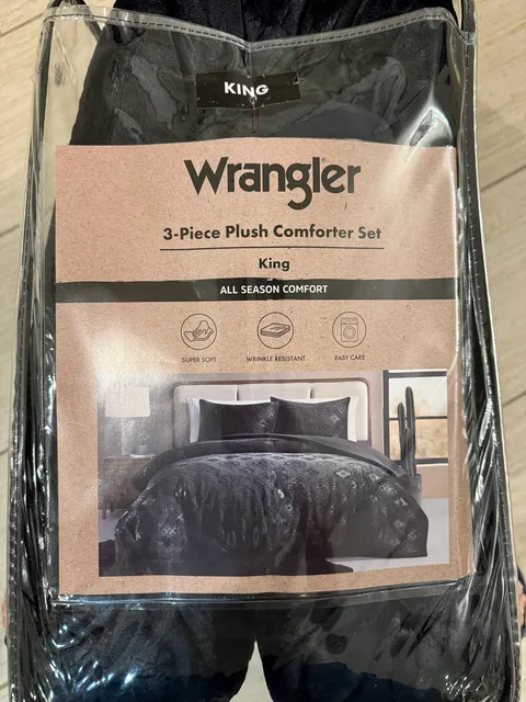 Wrangler 3-Piece Plush Comforter Set King Black