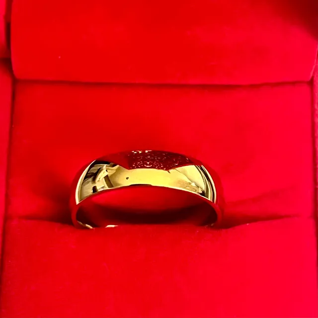Tungsten Gold-Plated Dome Titanium Steel Gold Polished Finish 6mm Band Size 11