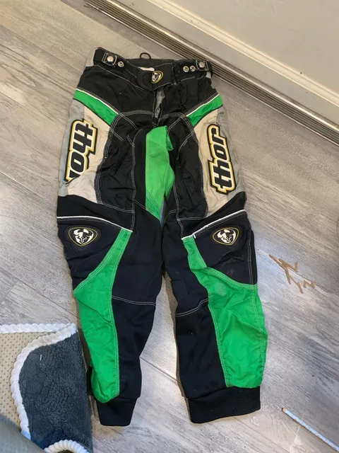 Y2K Thor Motocross Pant Size 28 Black Green Style 1041