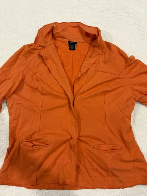 Calvin Klein Jeans Women’s XL Orange Utility Blazer Jacket Stretch Button Front