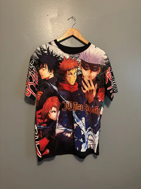 Jujutsu Kaisen Anime All Over Print Graphic T-Shirt Black 230 GSM