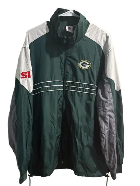 NFL Green Bay Packers Jacket XL Green White Windbreaker