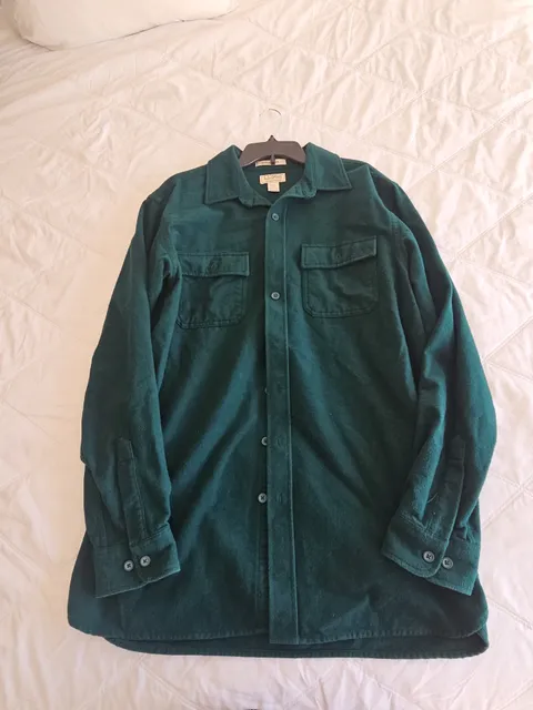 L.L. Bean Chamois Cloth Shirt Size L-Tall Green Traditional Fit