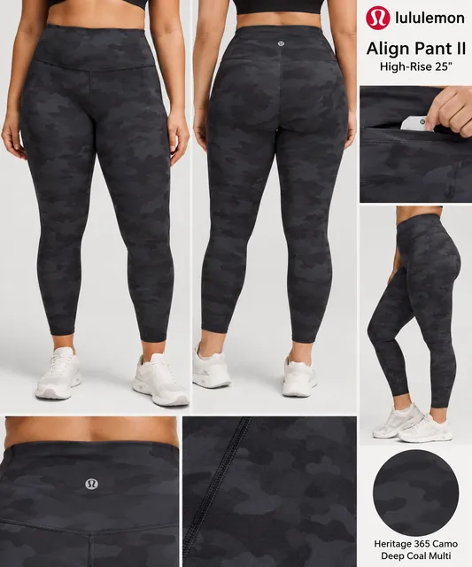 Lululemon Align High-Rise Pant 25” Camo Deep Coal Multi Size 20 NWOT