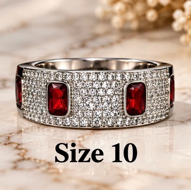 Origami Owl Siam Crystal Pave Ring Size 10 Silver-Tone